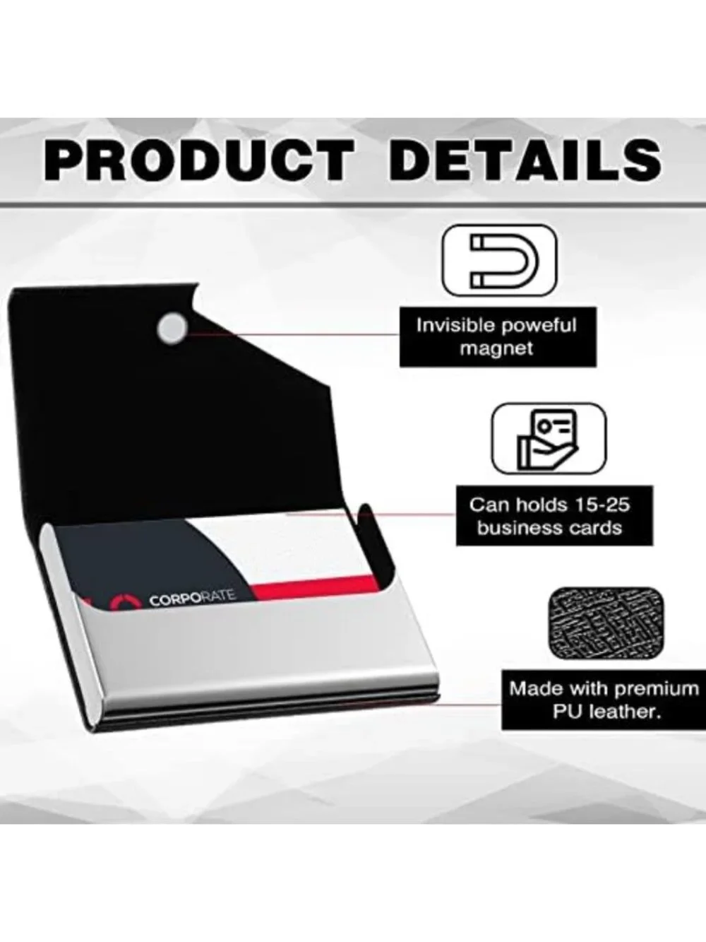20-Piece PU Leather Business Card Holder Set, Magnetic Closure Slim Wallet for